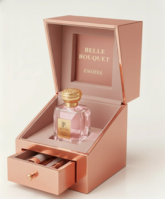 ÉMOIRÉ Belle Bouquet (Beautiful Bouquet) extrait de parfum bottle — blooming florals, soft fruits, and clean musks
